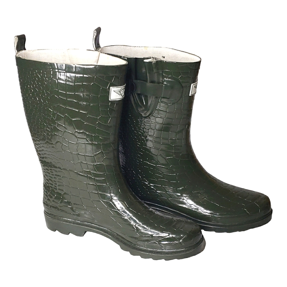 Forever Young Faux Crocodile Adjustable Buckle Gorp Granola Rain Boots Size 8